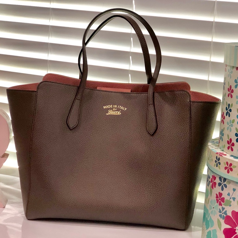 AUTHENTIC NEW GUCCI SWING MEDIUM LEATHER TOTE